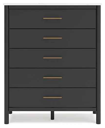 Cadmori Queen Upholstered Bed with Mirrored Dresser, Chest and 2 Nightstands