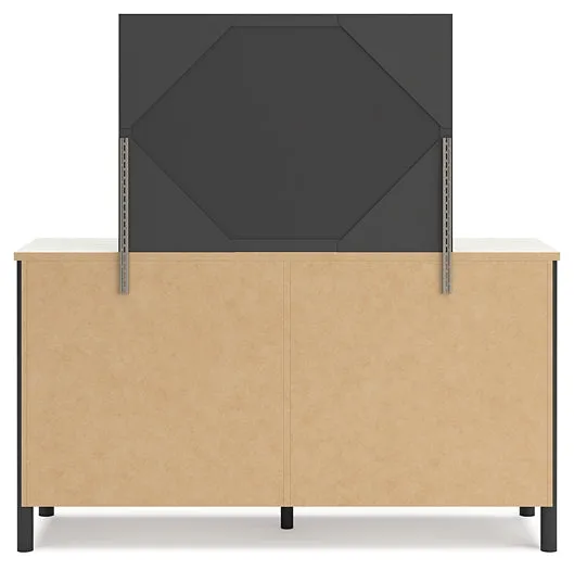 Cadmori Queen Upholstered Bed with Mirrored Dresser, Chest and 2 Nightstands