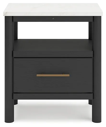 Cadmori Queen Upholstered Bed with Mirrored Dresser, Chest and 2 Nightstands
