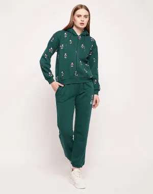 Camla Barcelona Disney Mickey Mouse Printed Dark Teal Green Track Suit