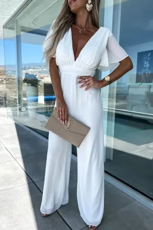 Casual Elegant Solid V Neck Regular Jumpsuitsï¼? Colors)