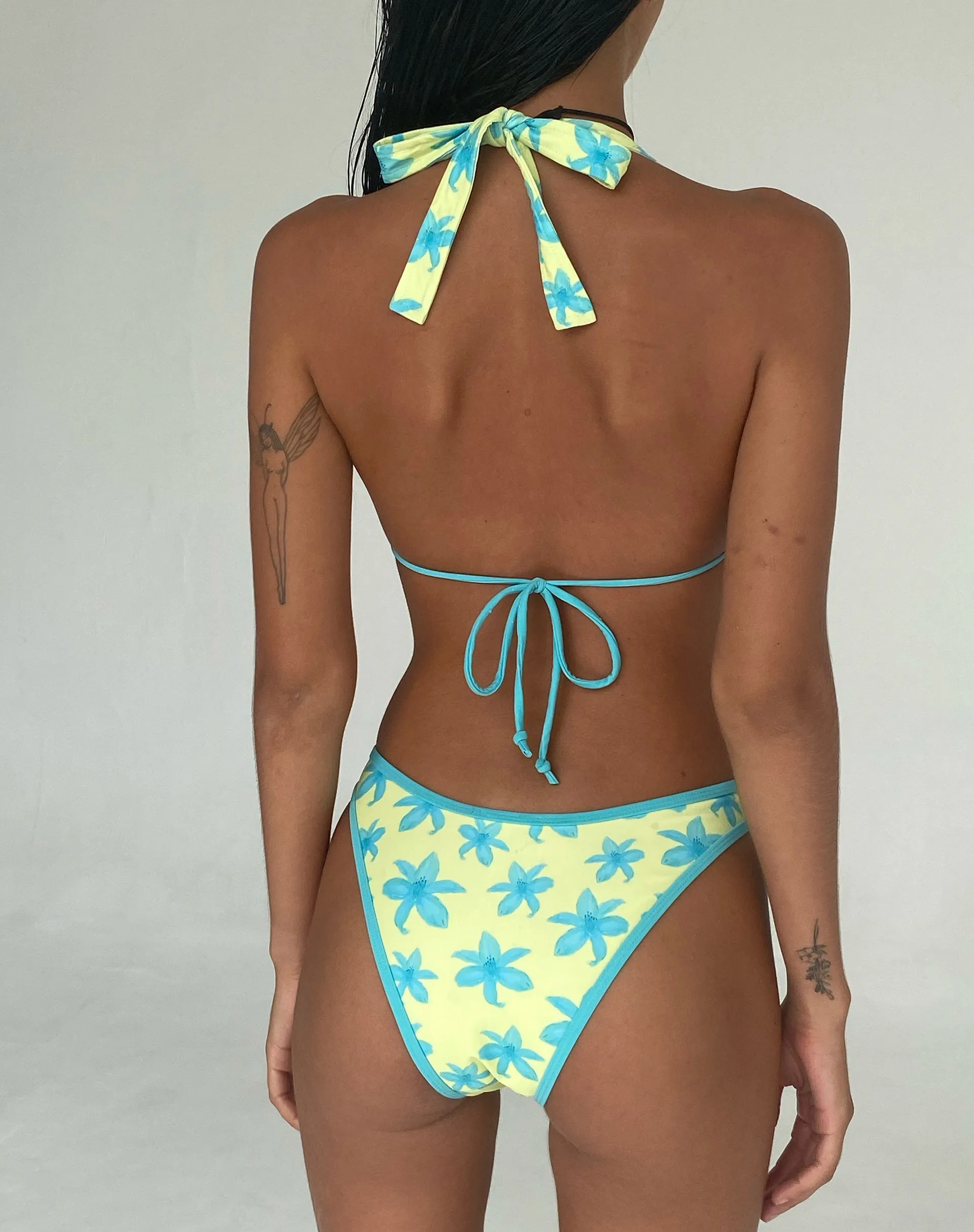 Cerry Bikini Top in Yellow Painted Flower