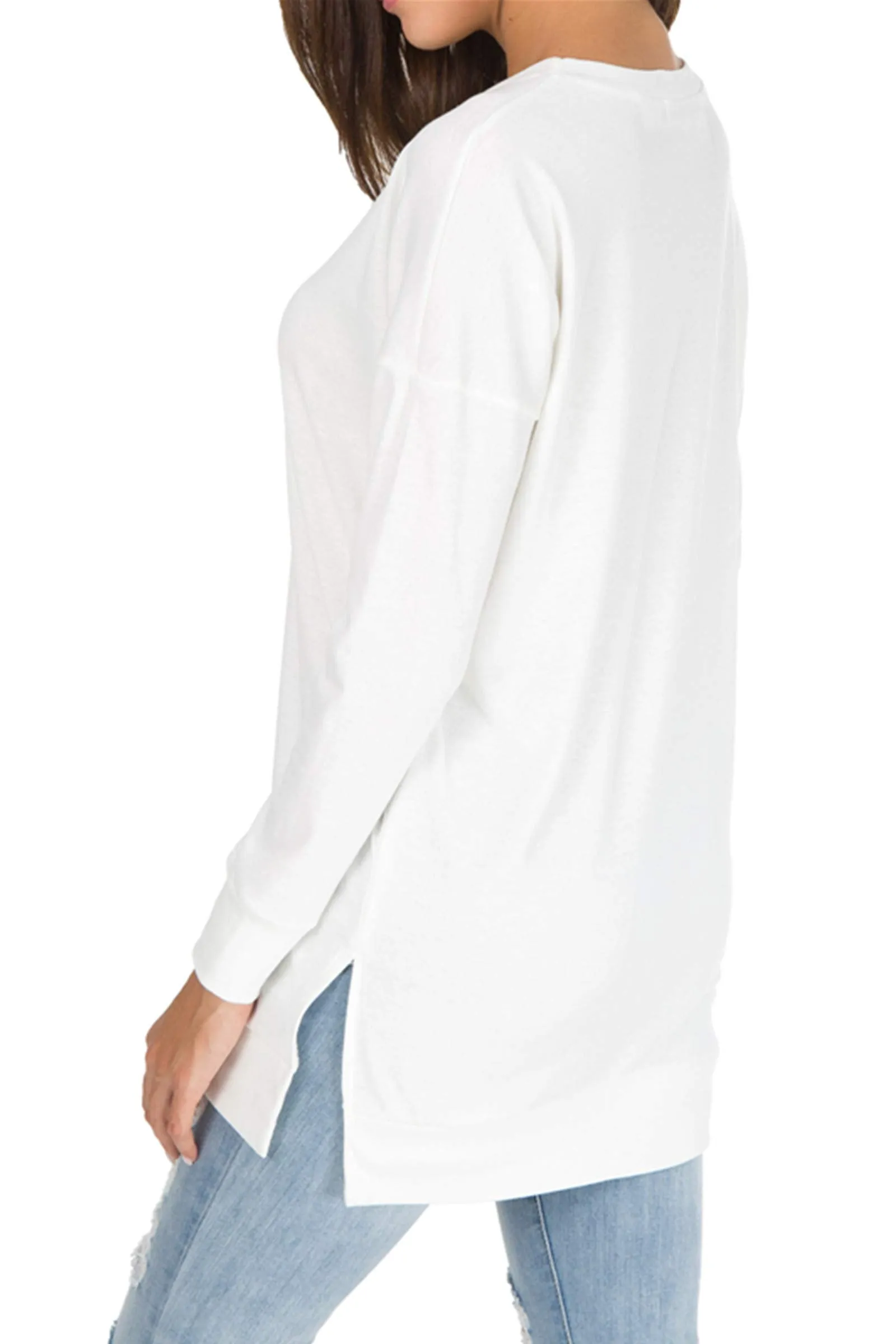 Christmas Sale 50% OFF - Women's Long Sleeve Side Slit Loose Tops (Buy 3 Free Shipping)