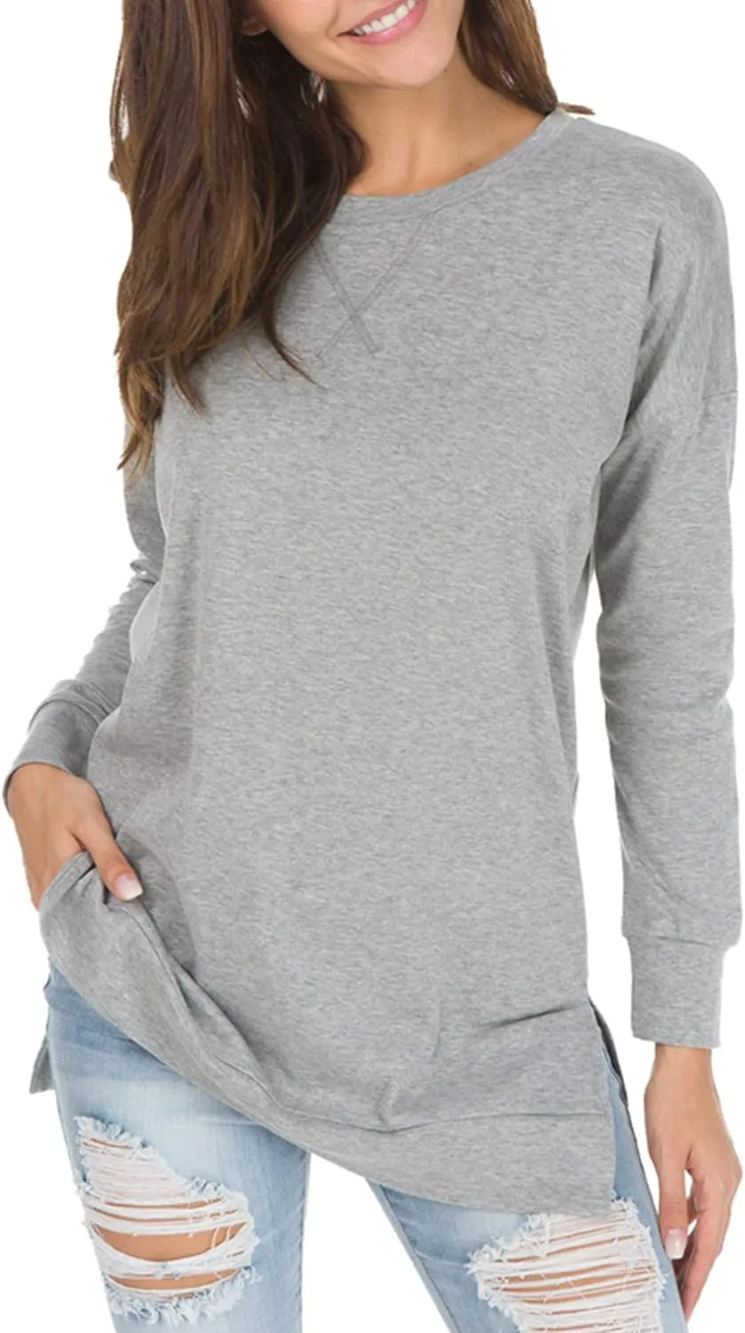 Christmas Sale 50% OFF - Women's Long Sleeve Side Slit Loose Tops (Buy 3 Free Shipping)
