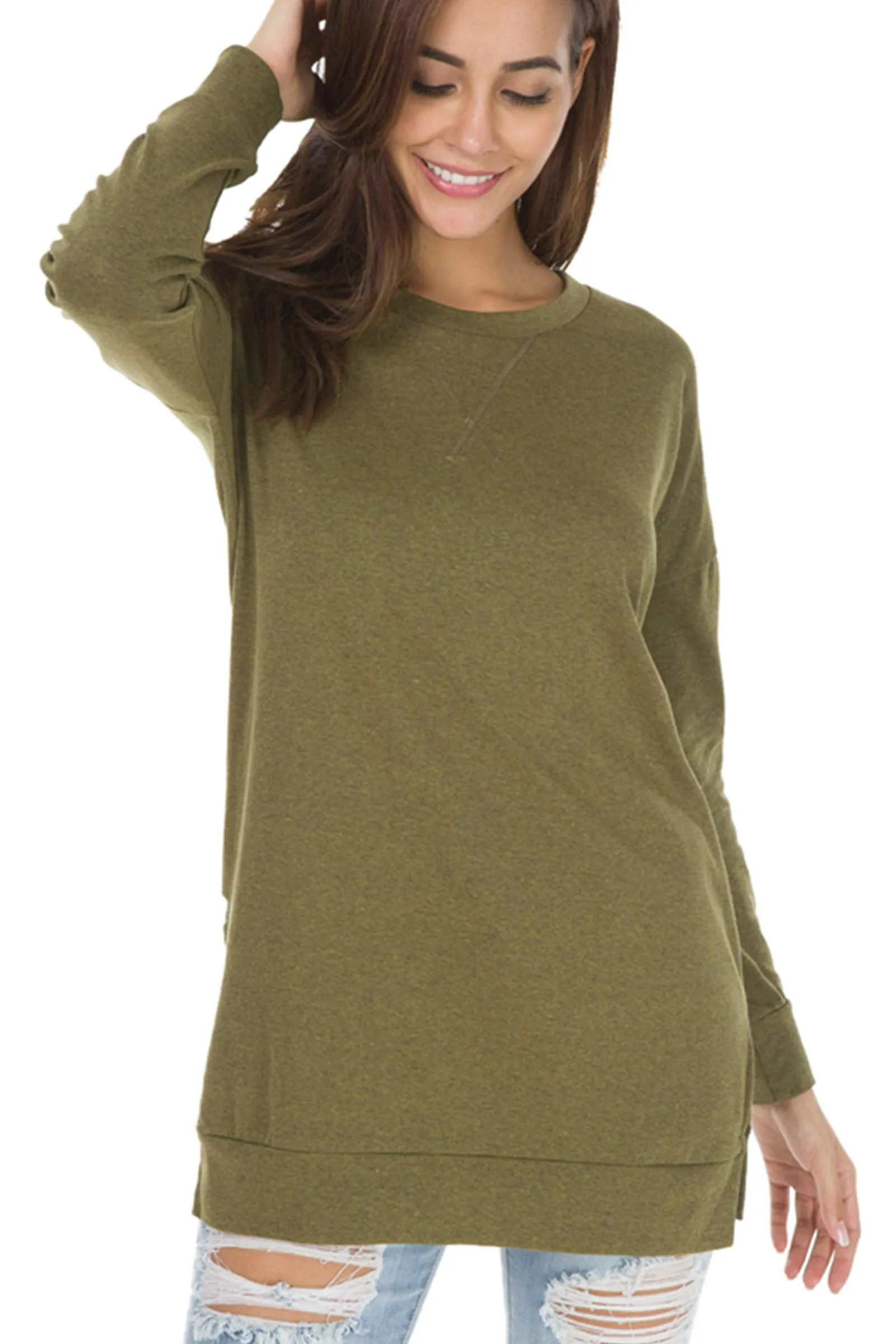 Christmas Sale 50% OFF - Women's Long Sleeve Side Slit Loose Tops (Buy 3 Free Shipping)