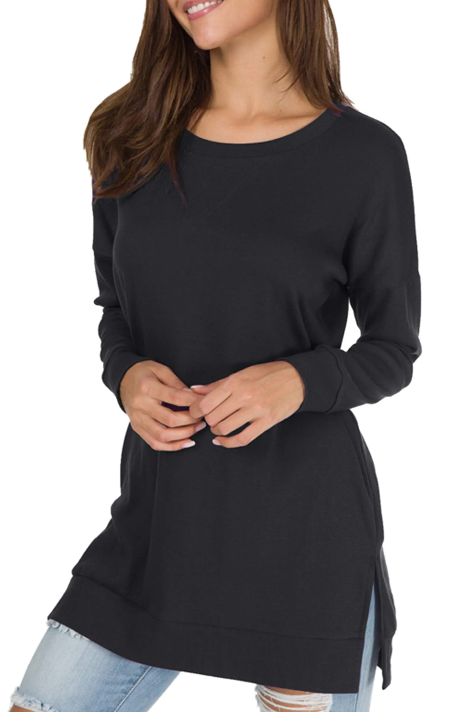 Christmas Sale 50% OFF - Women's Long Sleeve Side Slit Loose Tops (Buy 3 Free Shipping)