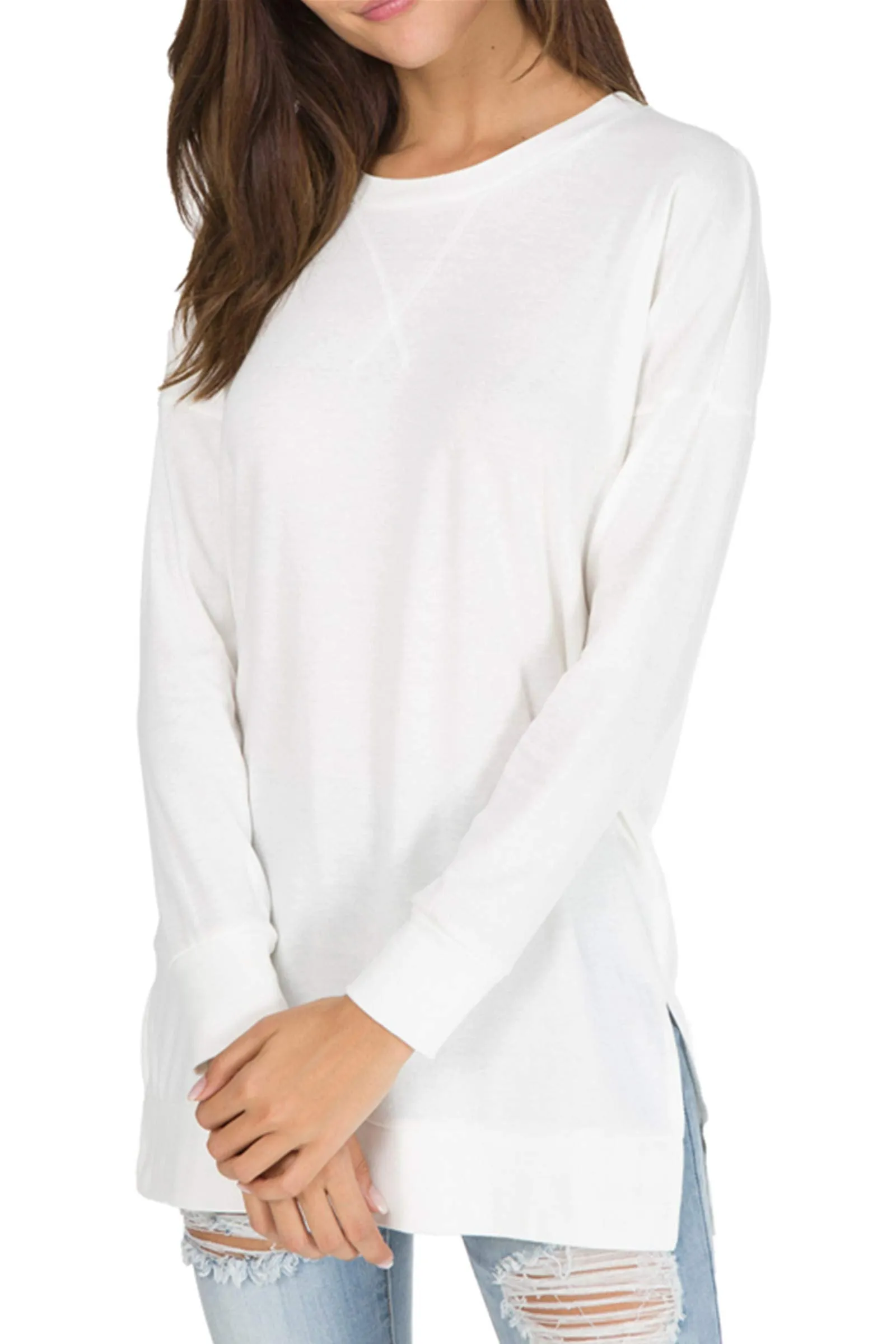 Christmas Sale 50% OFF - Women's Long Sleeve Side Slit Loose Tops (Buy 3 Free Shipping)