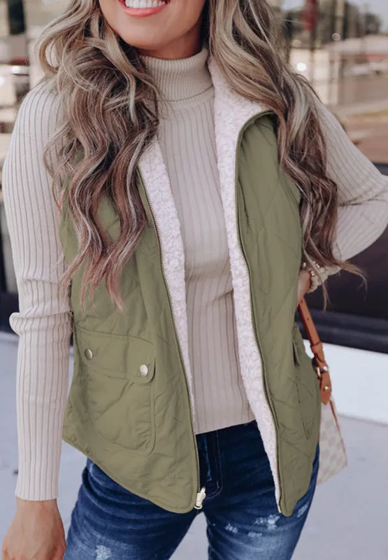 Cosy Zipped Fleece Vest with Pockets