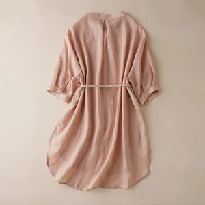 Cotton Linen Long Shirt Women Tunics Embroidery Elegant Blouse Plus size Clothing Loose Casual Ladies Tops Button Up Shirts