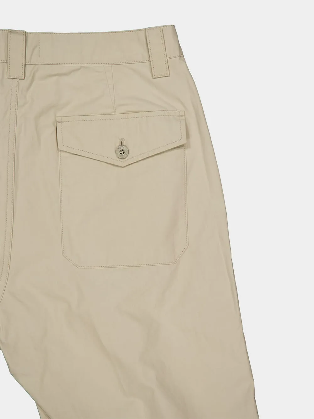 Cream Tapered Cotton Trousers