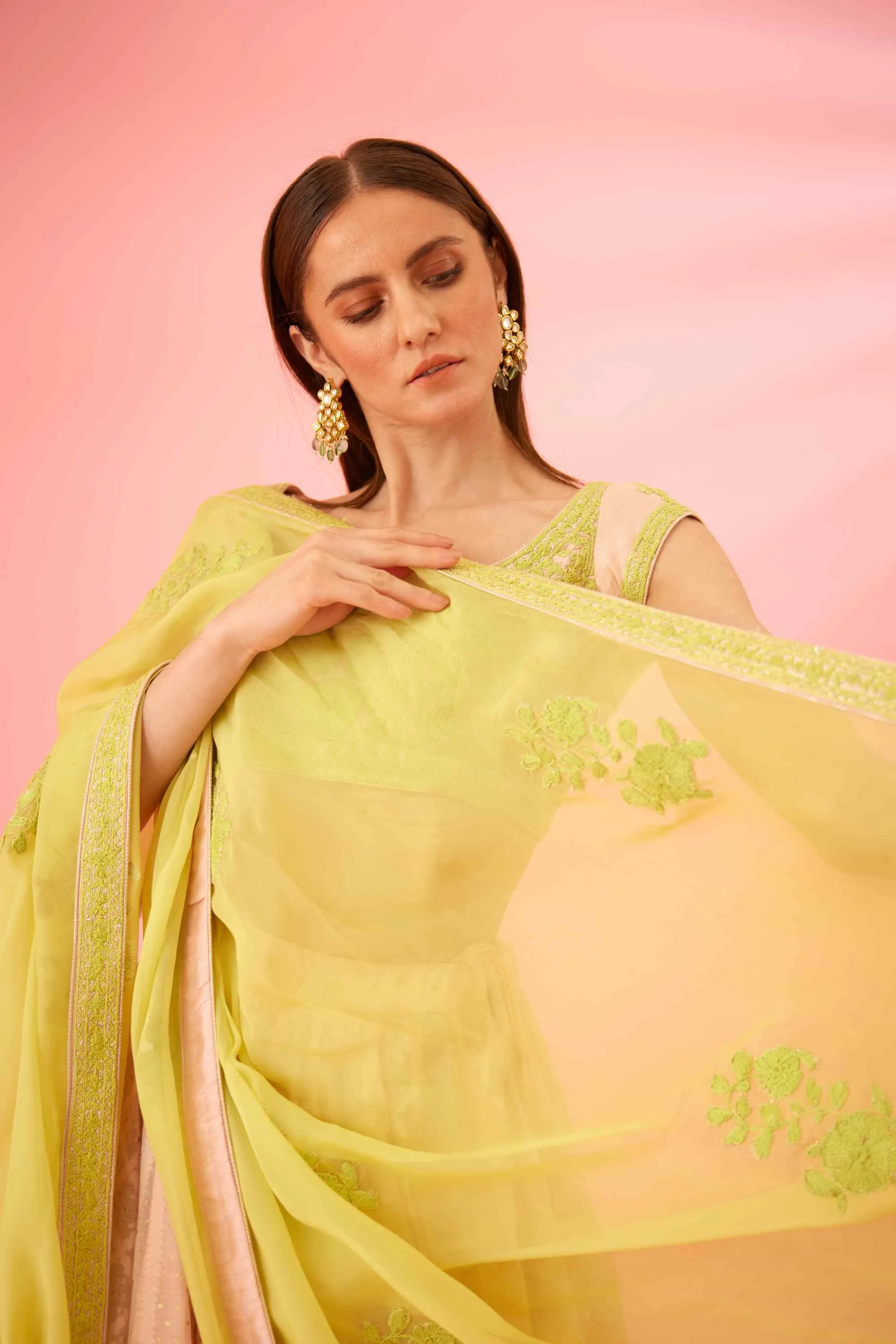 Crystal rose pink lehenga set