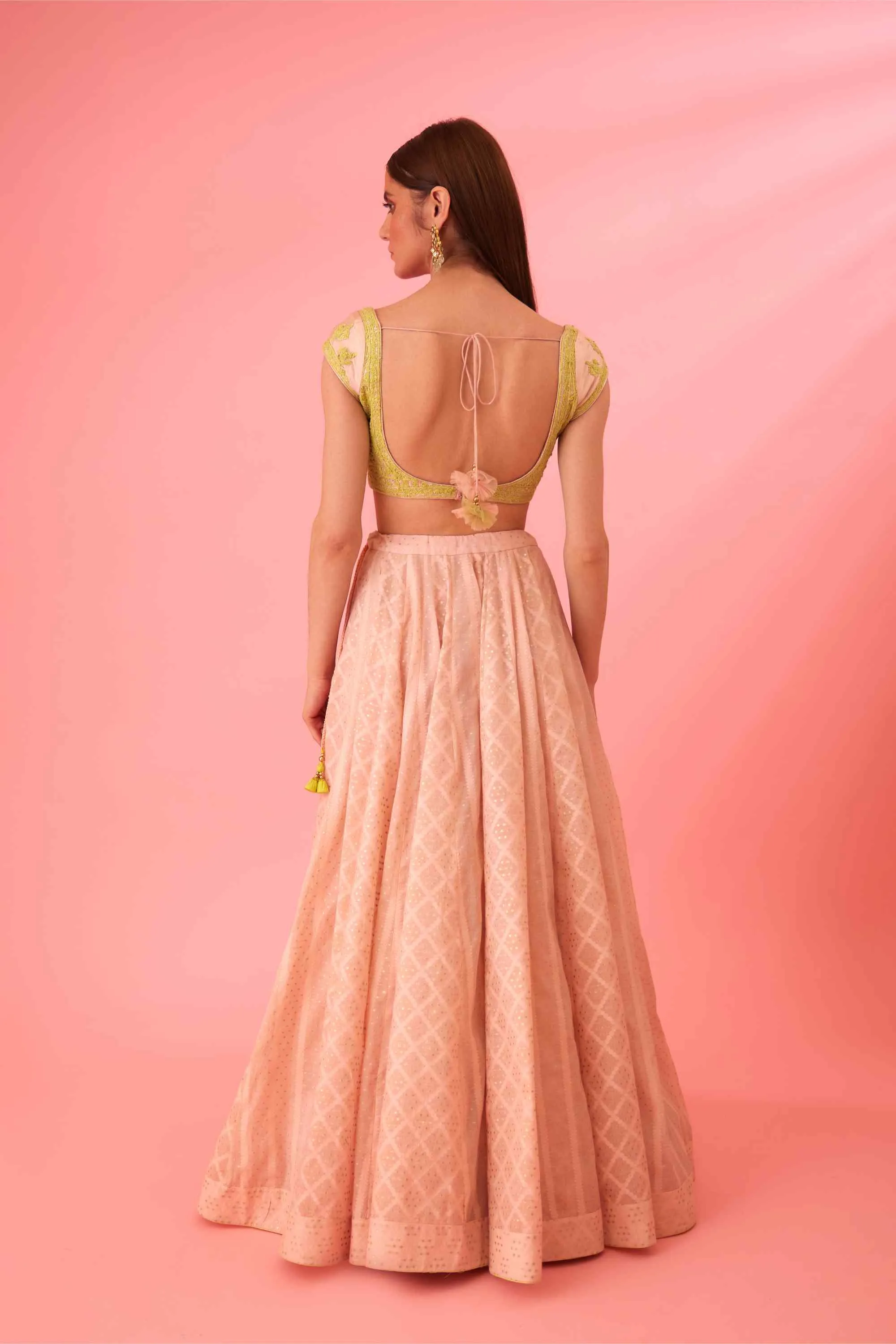 Crystal rose pink lehenga set