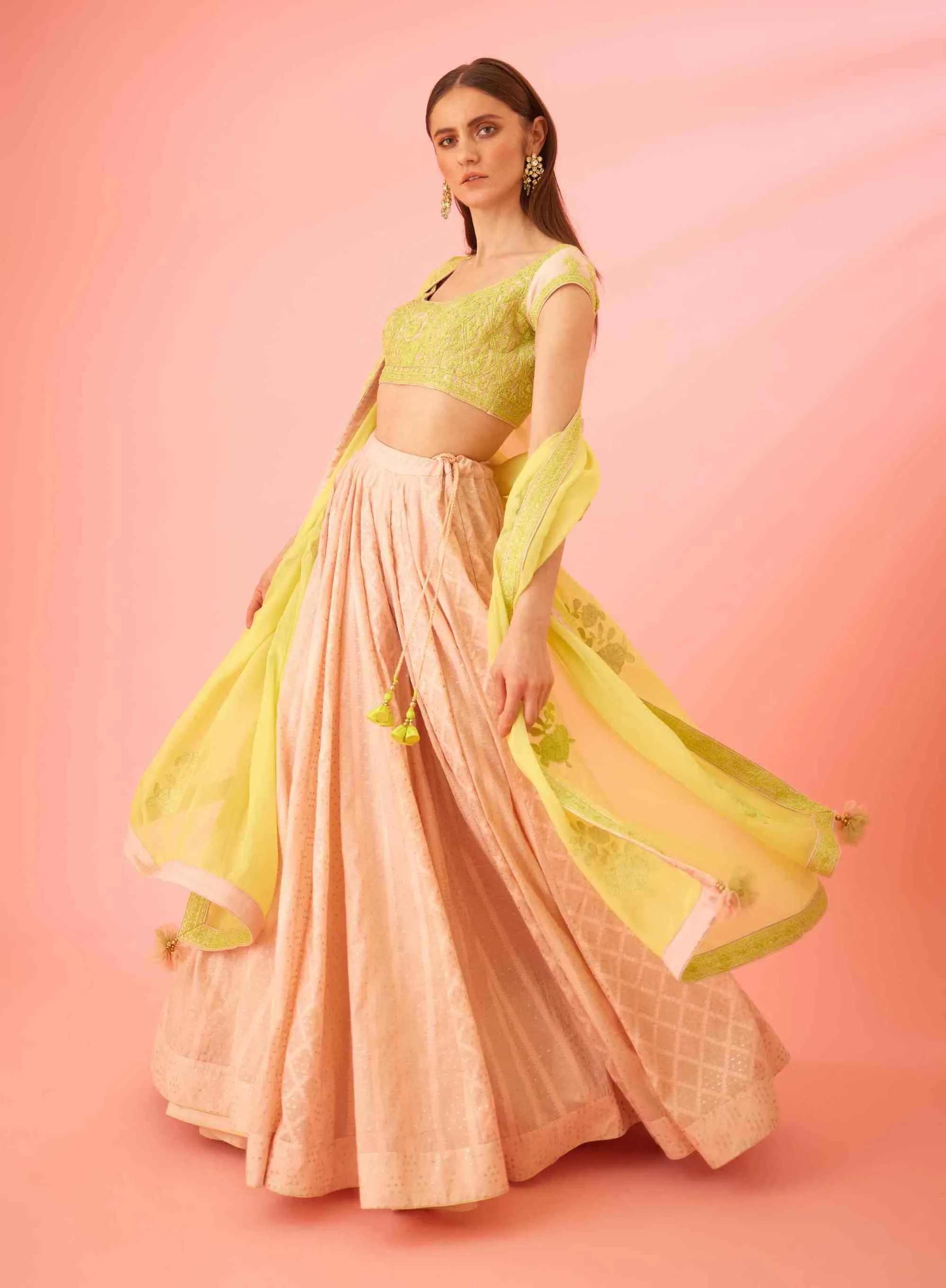 Crystal rose pink lehenga set