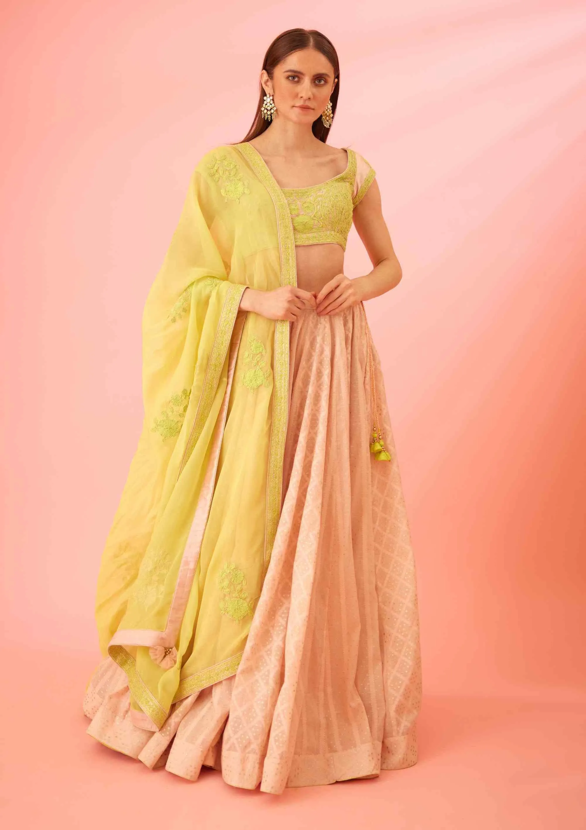 Crystal rose pink lehenga set