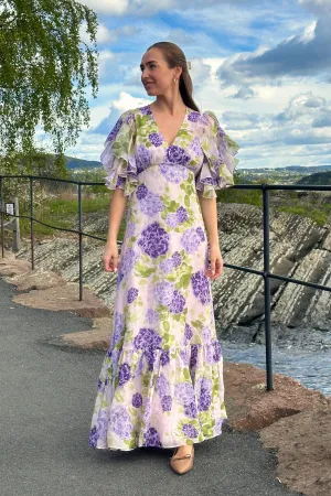 Cupro Maxi Dress Purple Flowerfield