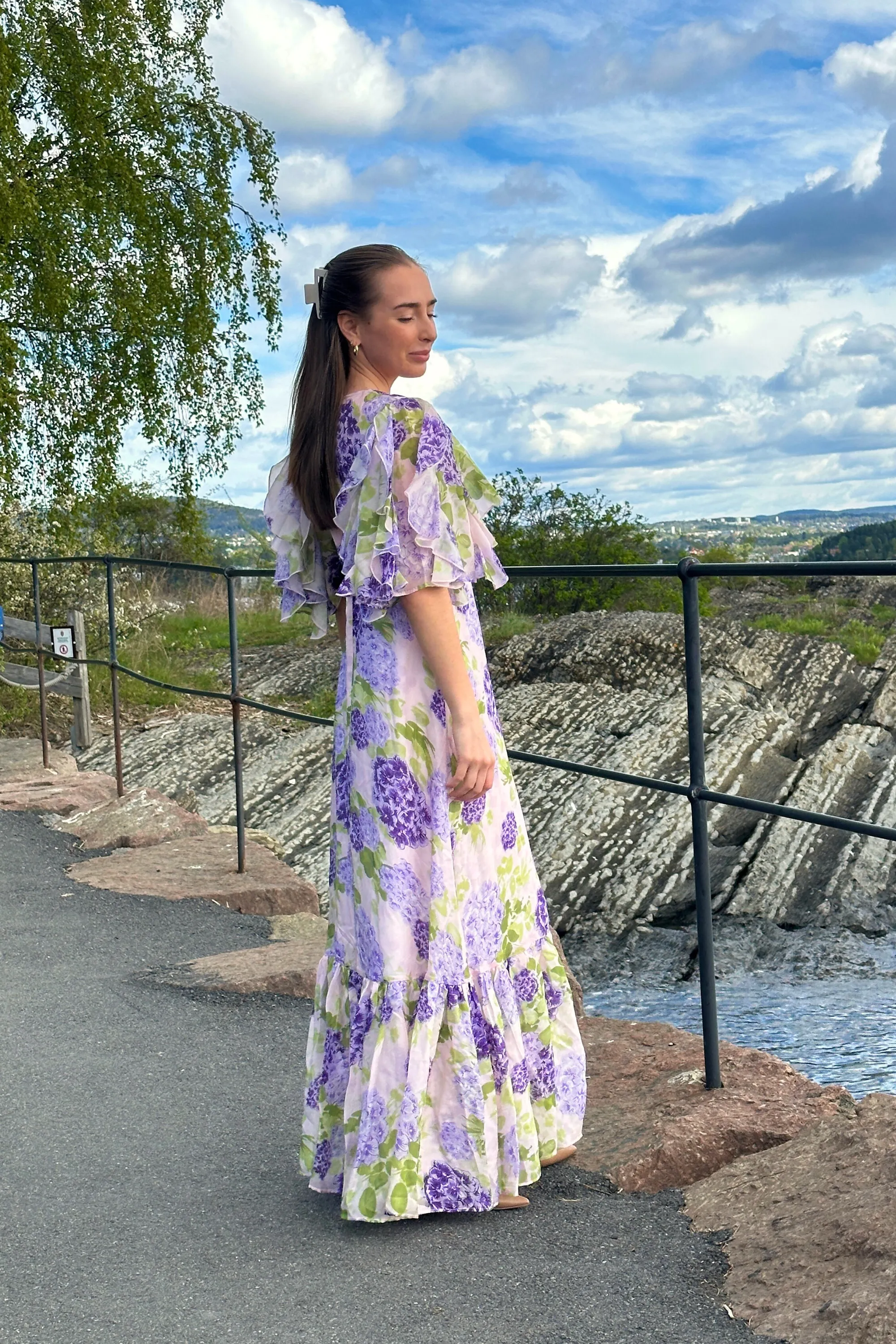 Cupro Maxi Dress Purple Flowerfield