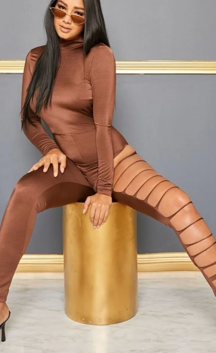 Cut me out Brown Jumpsuit