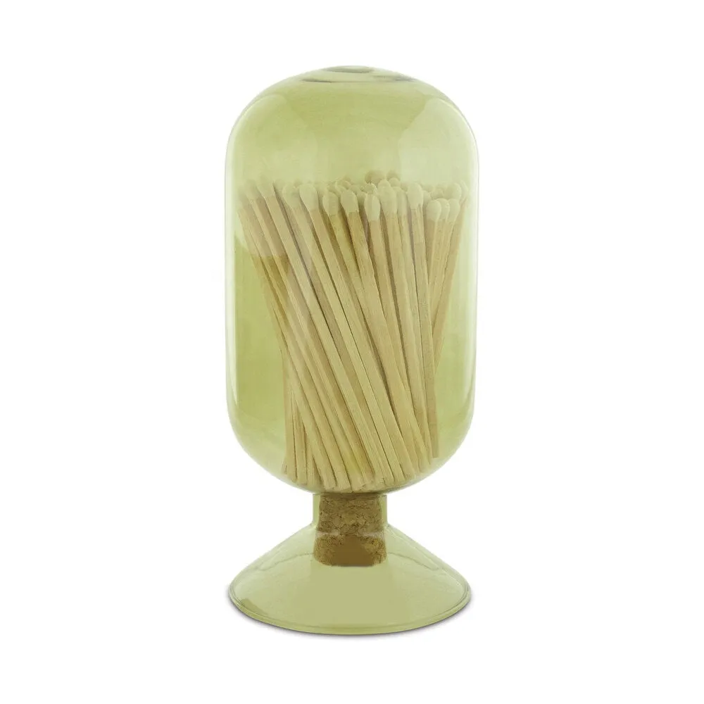 (D) Judaica Glass Bottle Matches Holder with Striker (Yellow)