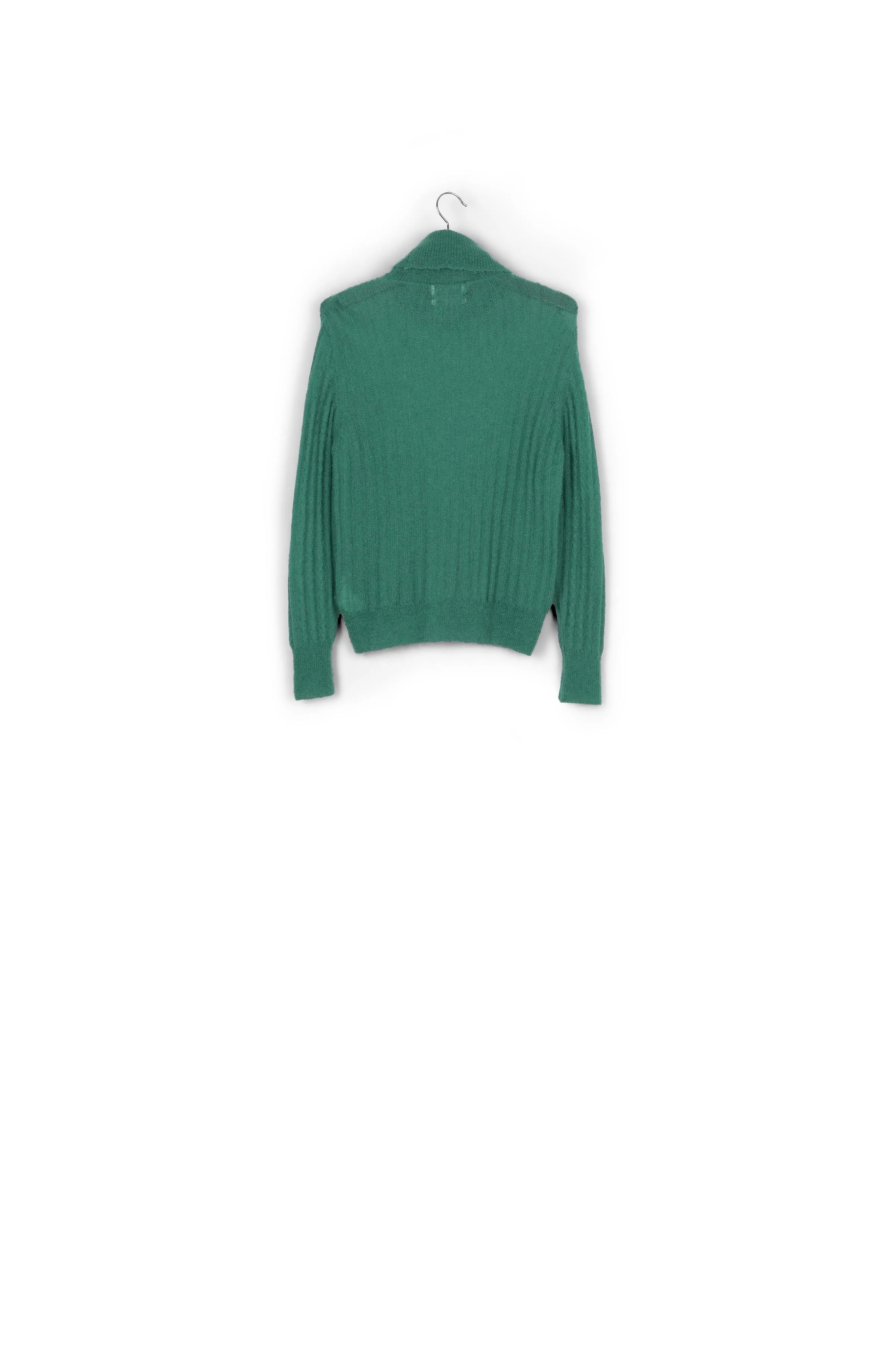 Dark green cable-knitted turtleneck sweater
