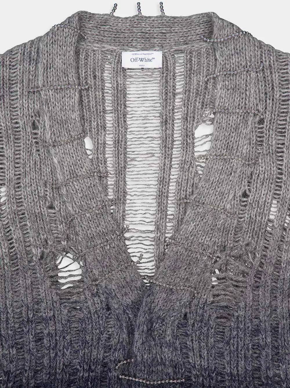 Distressed Mohair Gradient-Effect Cardigan