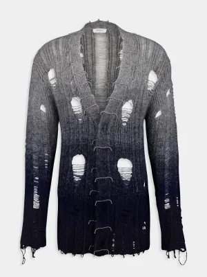 Distressed Mohair Gradient-Effect Cardigan