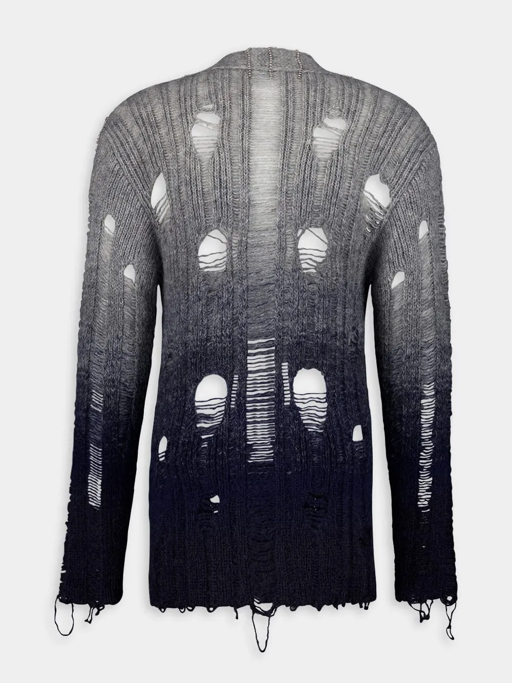Distressed Mohair Gradient-Effect Cardigan