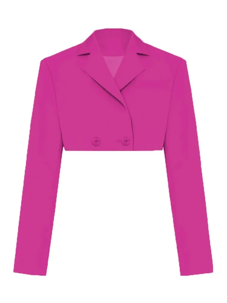 Double Button Style Super Crop Blazer Jackets Suits