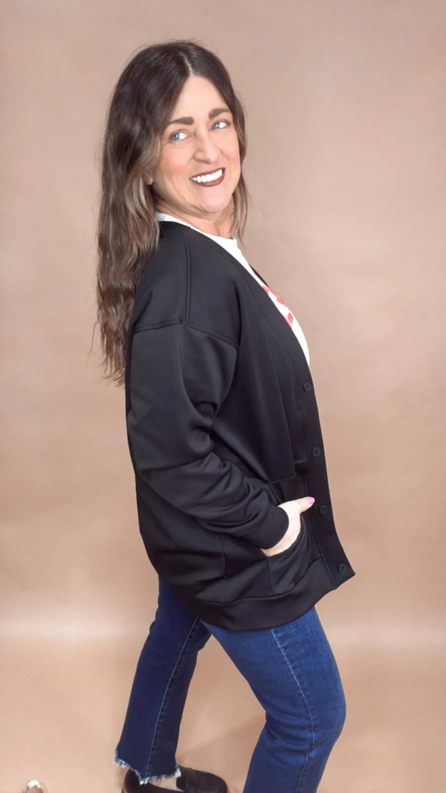 Elevated Button Down Cardigan in Black