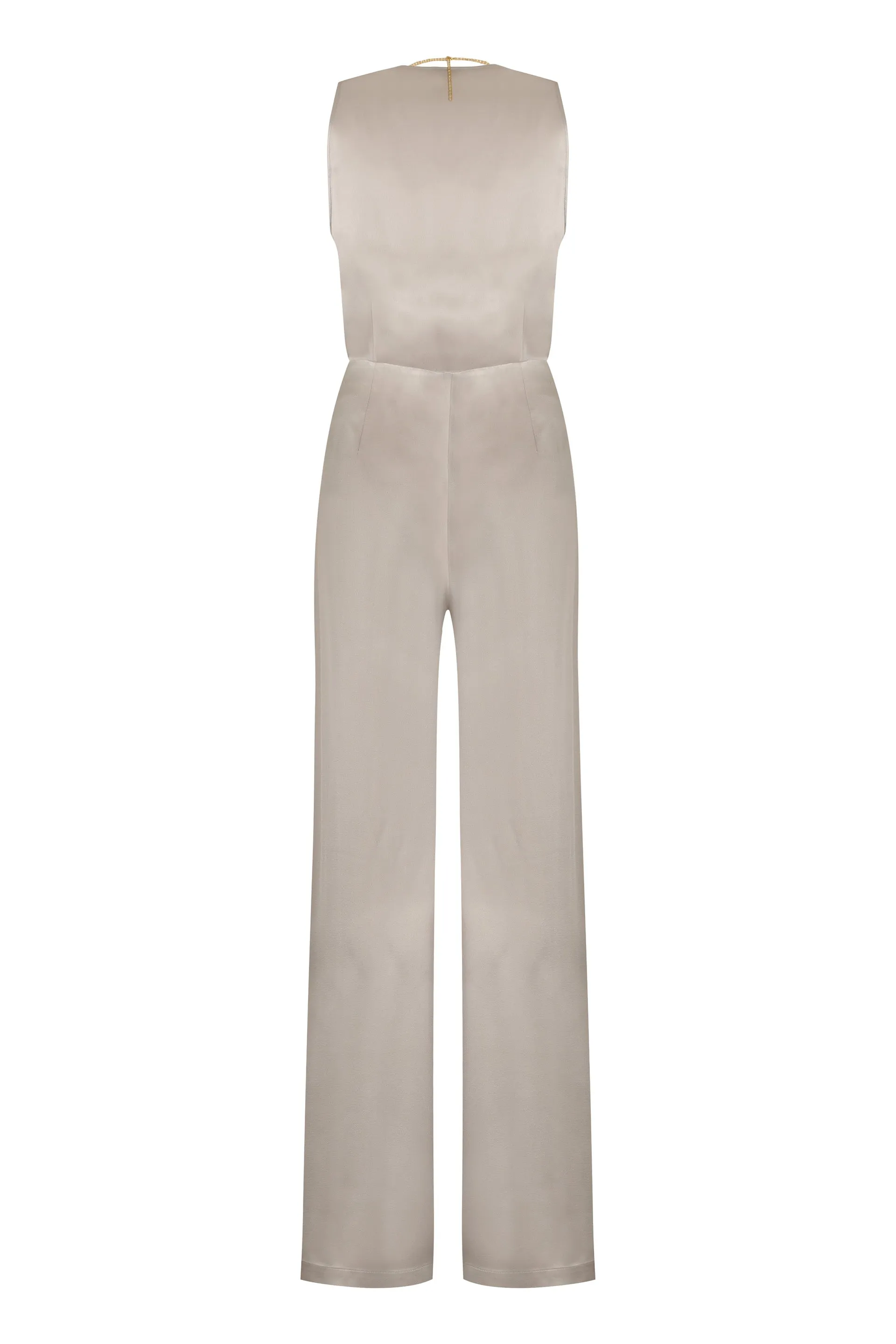 ELISABETTA FRANCHI Fluid Crepe Palazzo Jumpsuit with Innovative Bra Accessory