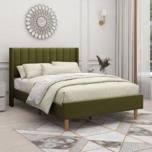 Eriksay Low Profile Upholstered Platform Bed with Wingback Headboard Wade Logan® Color: Pistachio Velvet Size: Full/Double