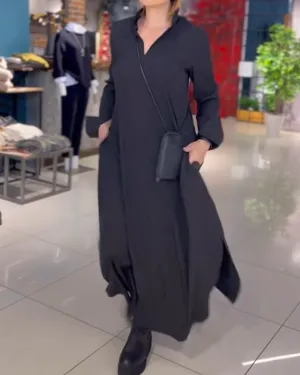 EVIA™ | LONG LOOSE DRESS WITH REVERS AND SIDE SLIT