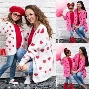 Family Matching Heart print Cardigan