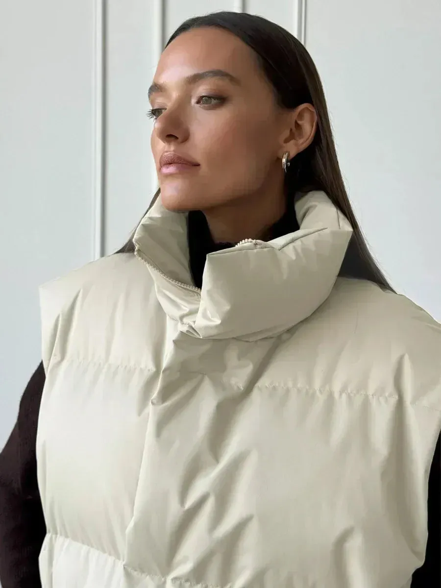 Fashionable Cotton Puffer Vest Jacket for Women