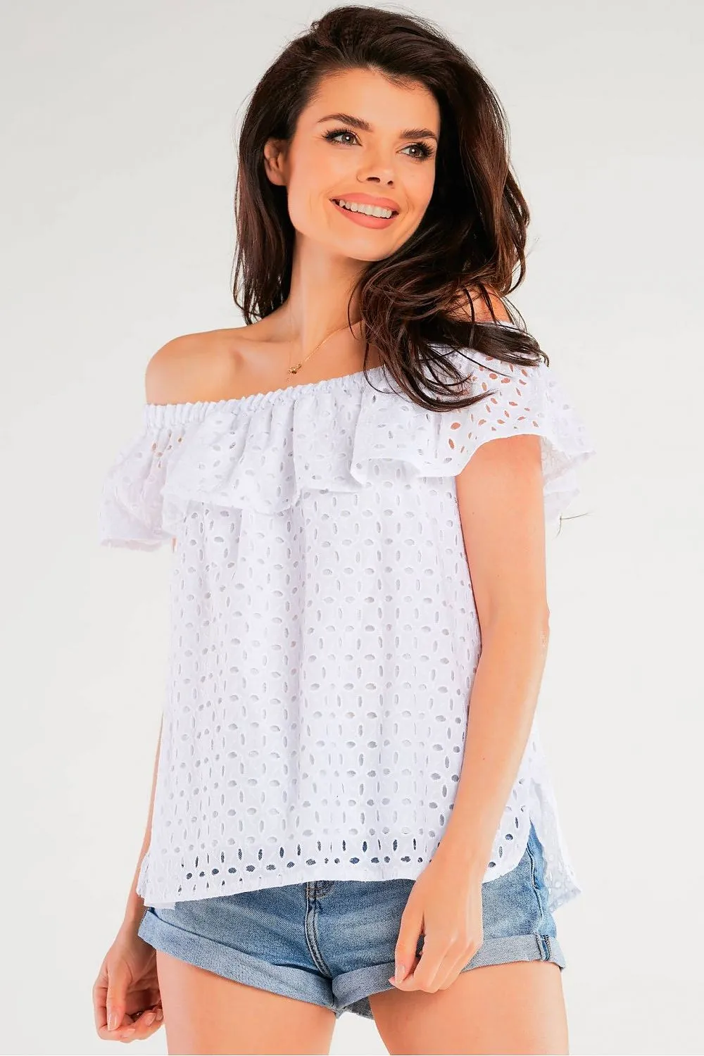 Frilled Openwork Blouse Elegance