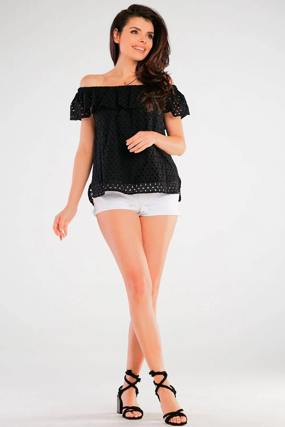 Frilled Openwork Blouse Elegance