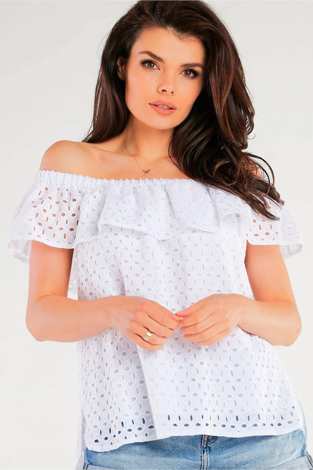 Frilled Openwork Blouse Elegance