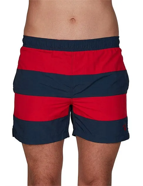 GANT Men's Bright Red Rugby Stripe Swim Shorts 921916004 Size Medium NWT