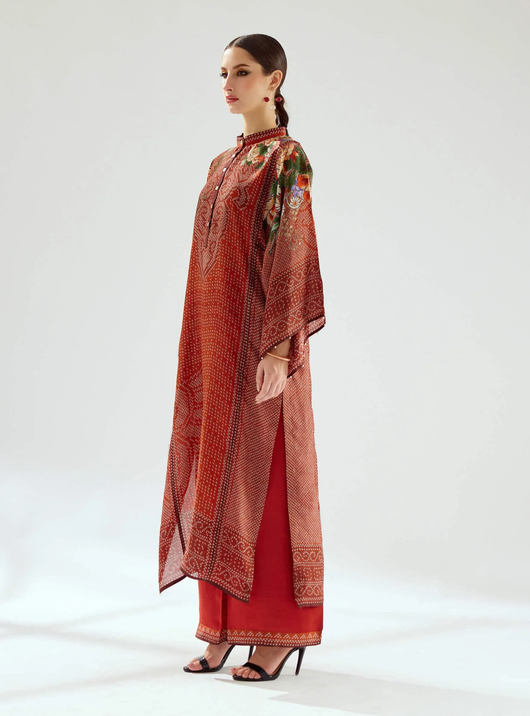 Gayatri rust silk tunic