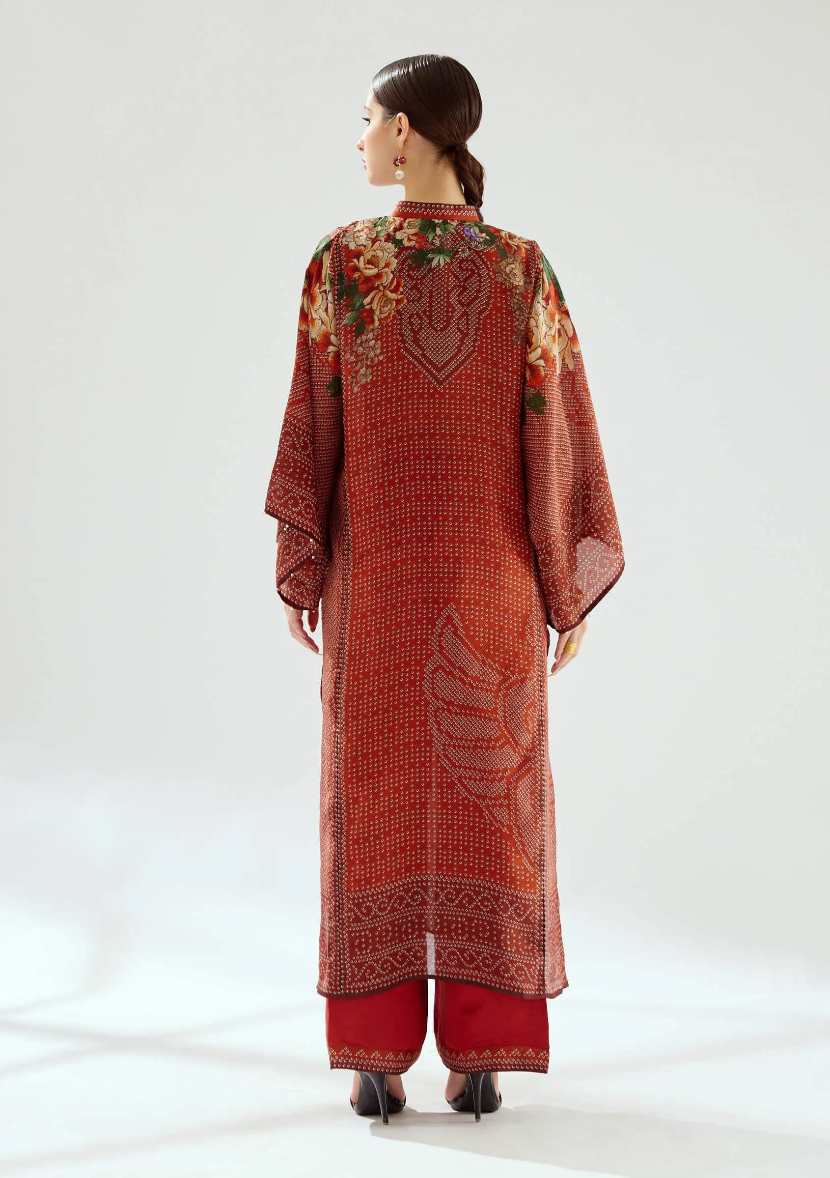 Gayatri rust silk tunic