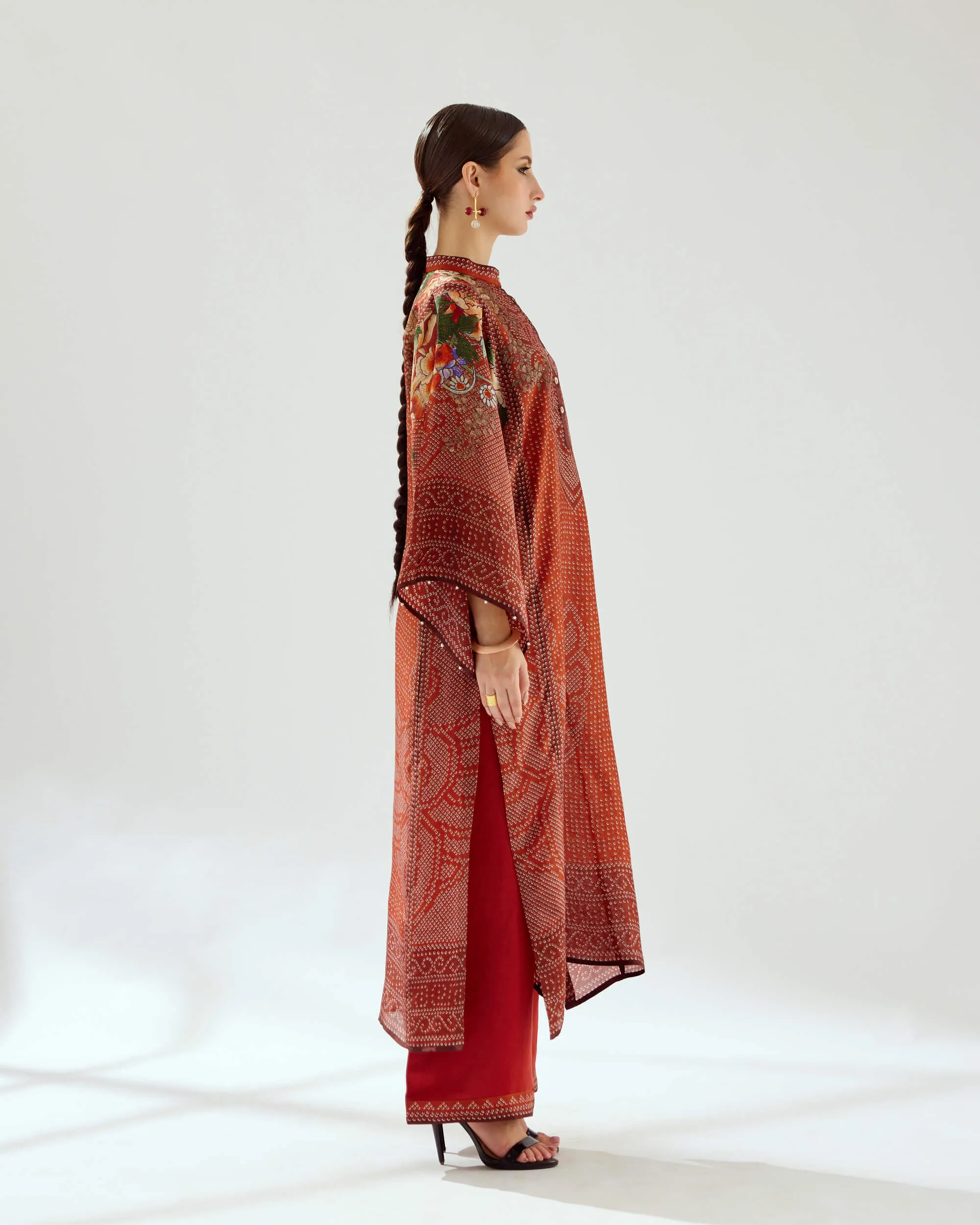 Gayatri rust silk tunic