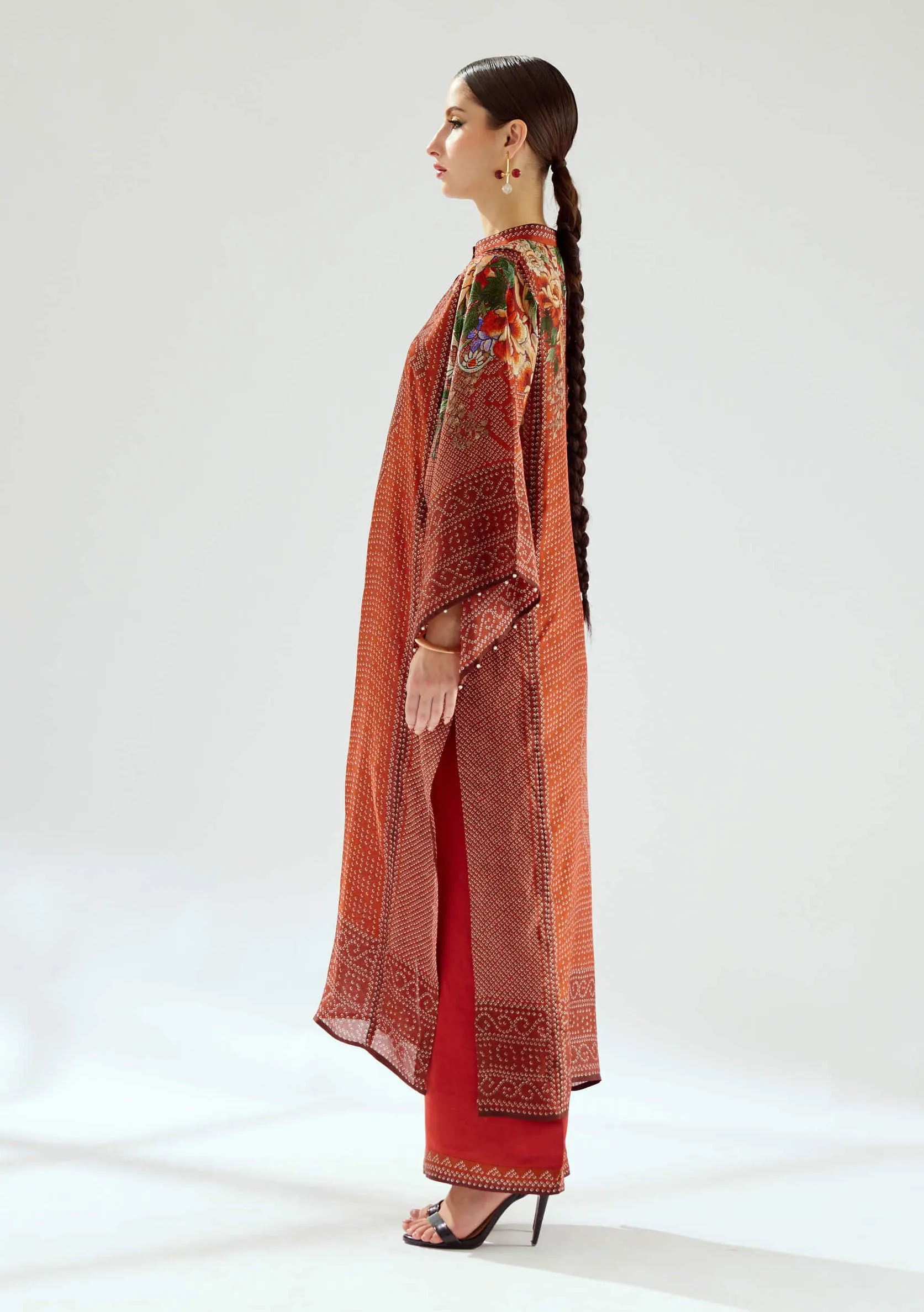 Gayatri rust silk tunic