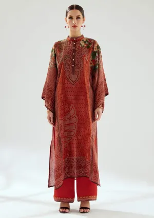 Gayatri rust silk tunic