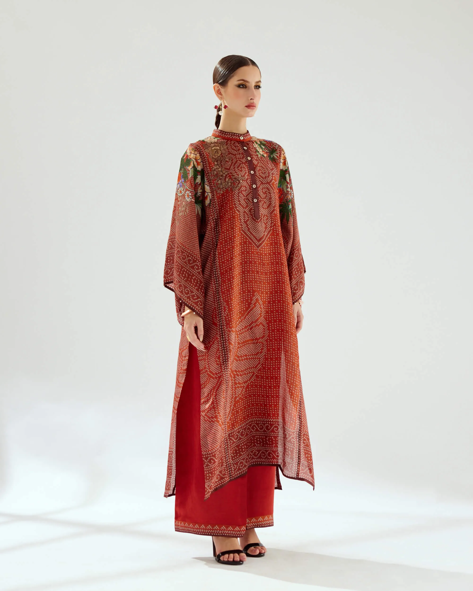 Gayatri rust silk tunic