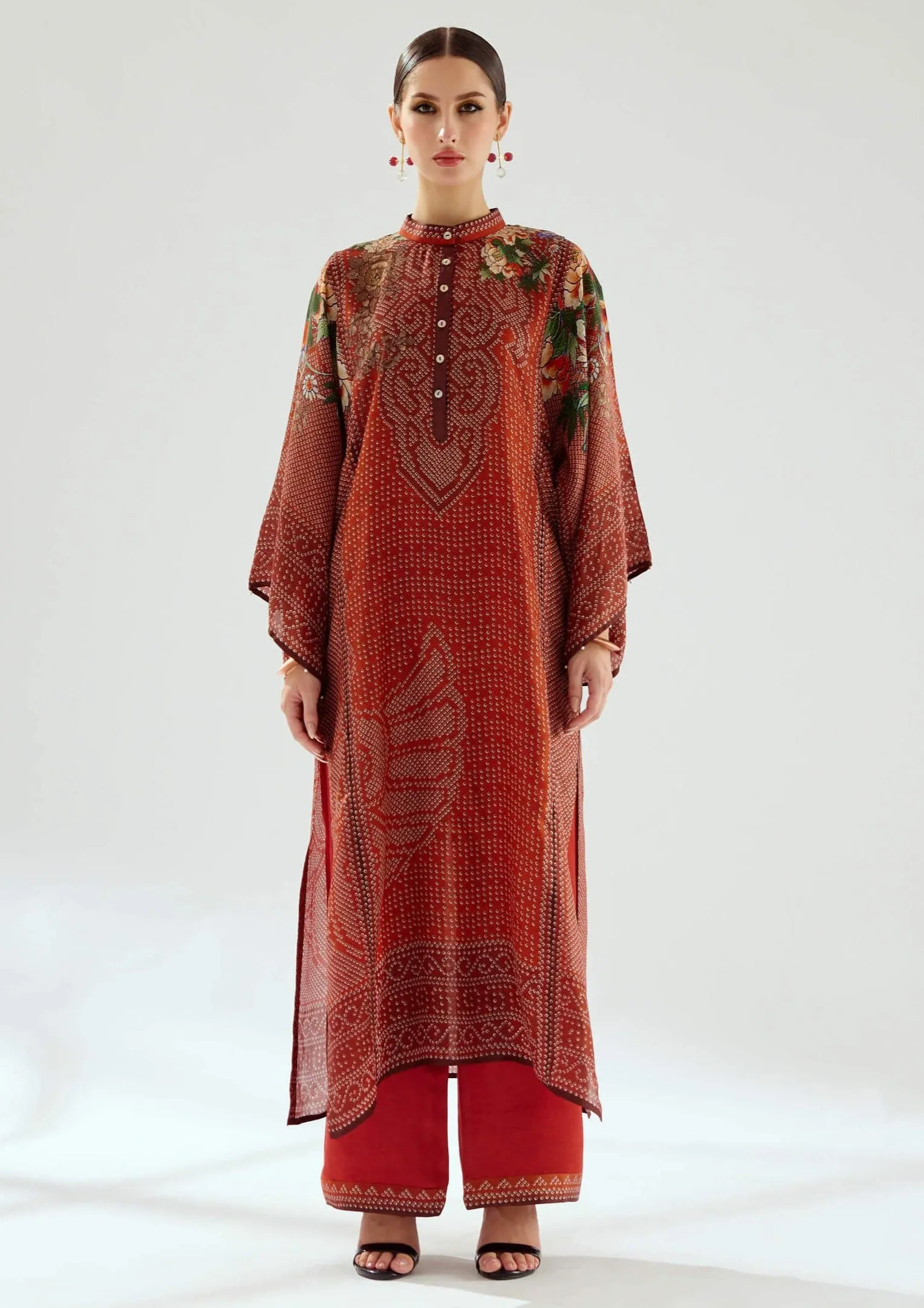 Gayatri rust silk tunic