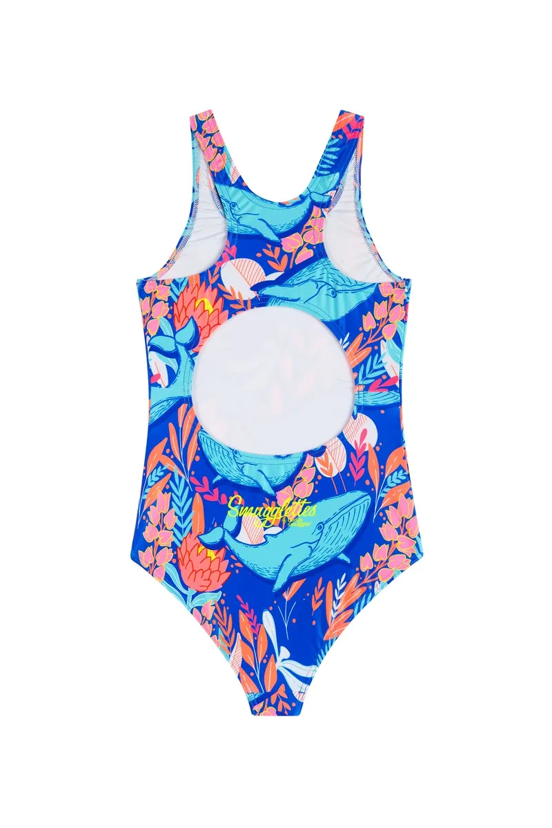 Girls One Piece in Blue Whale