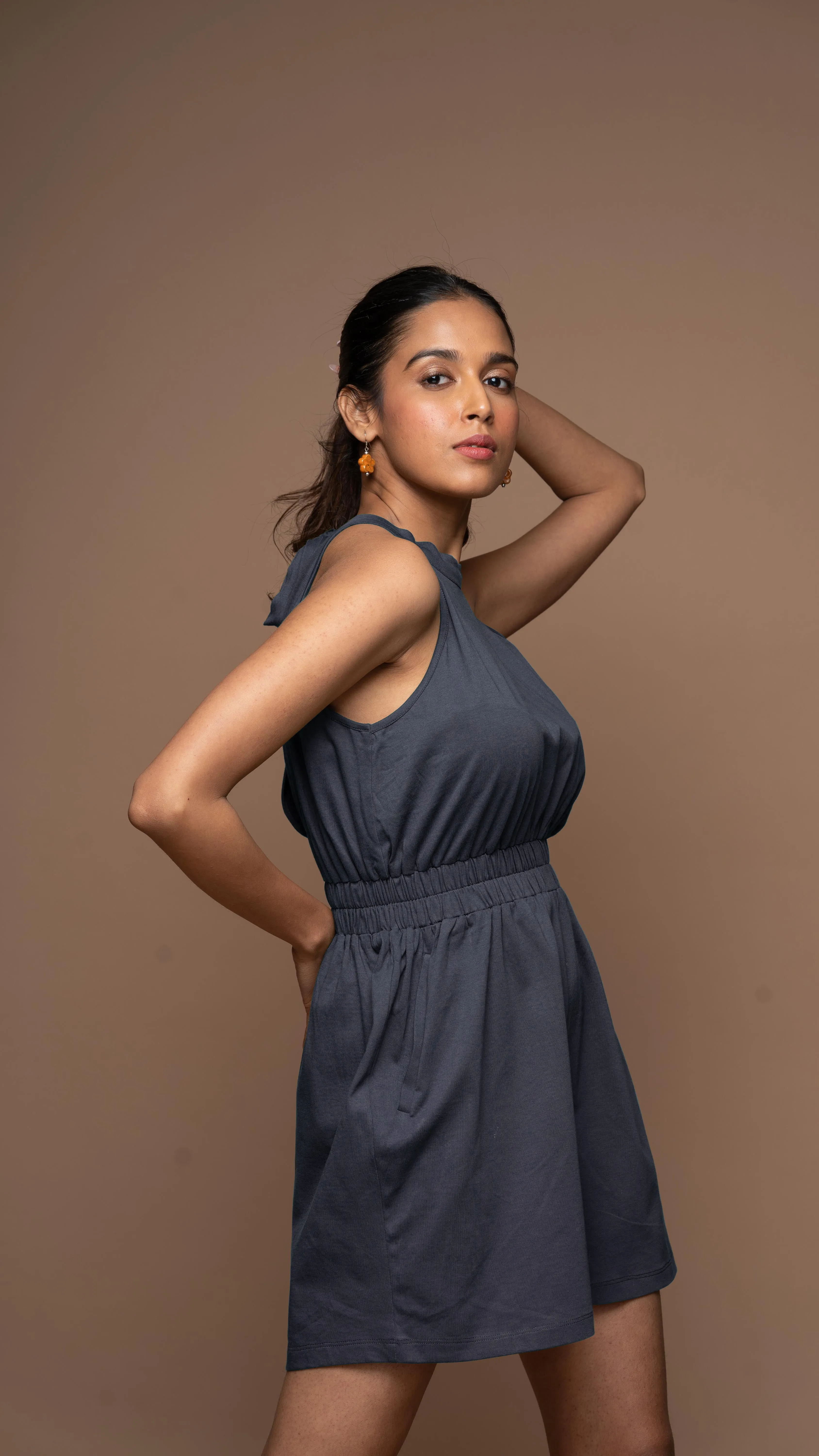 Glam Halter Jumpsuit in Charcoal Gray