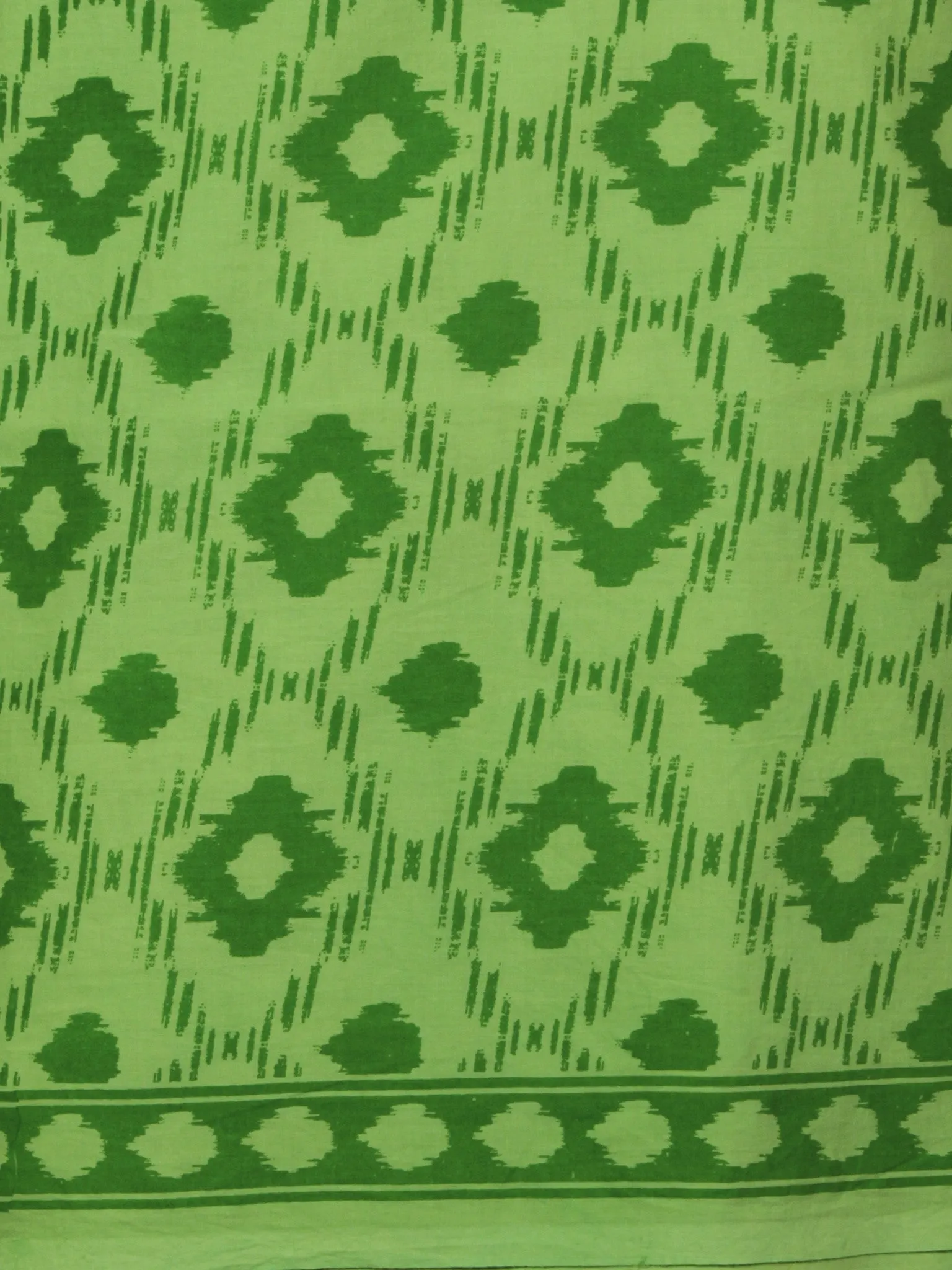 Green Orange Hand Block Printed Cotton Suit-Salwar Fabric With Chiffon Dupatta (Set of 3) - S16281304