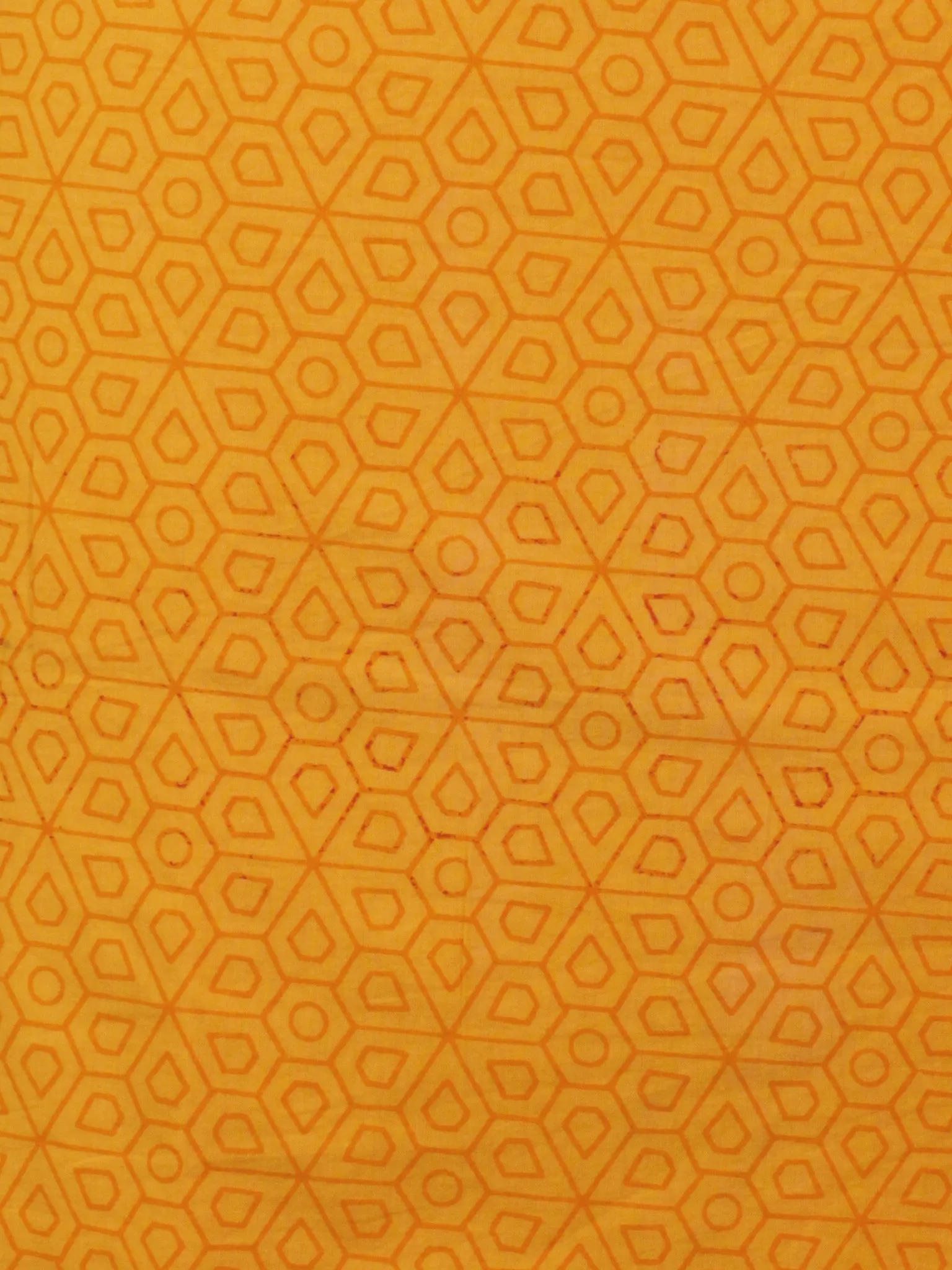Green Orange Hand Block Printed Cotton Suit-Salwar Fabric With Chiffon Dupatta (Set of 3) - S16281304