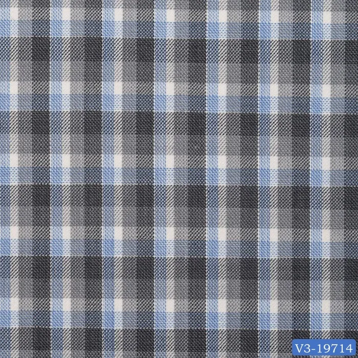 Grey with Blue & White Plaid Check Short Double Breast Suit