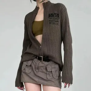 Grunge-Inspired Cardigan Jacket for a Y2K Wardrobe